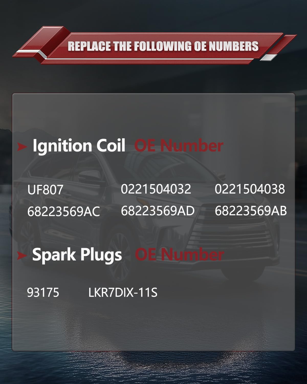 OKLPF Ignition Coil Pack UF807 with Iridium Platinum Spark Plugs - 6-Piece Set, Compatible with Chrysler Pacifica Voyager, Dodge Durango,Jeep Wrangler Gladiator, Ram 1500 3.0L 3.6L V6