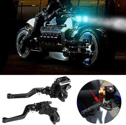 Miniatura 4 de PACEWALKER Universal motocicleta 78 "0.866 in manillar freno cilindro maestro embrague palanca CNC izquierda y derecha set para Honda Kawasaki
