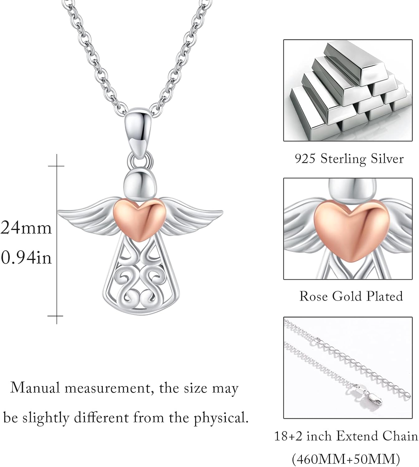 Angel Sterling Silver Angel Wings Earrings & Necklace Set - Guardian Angel Gift for Women - Image 5