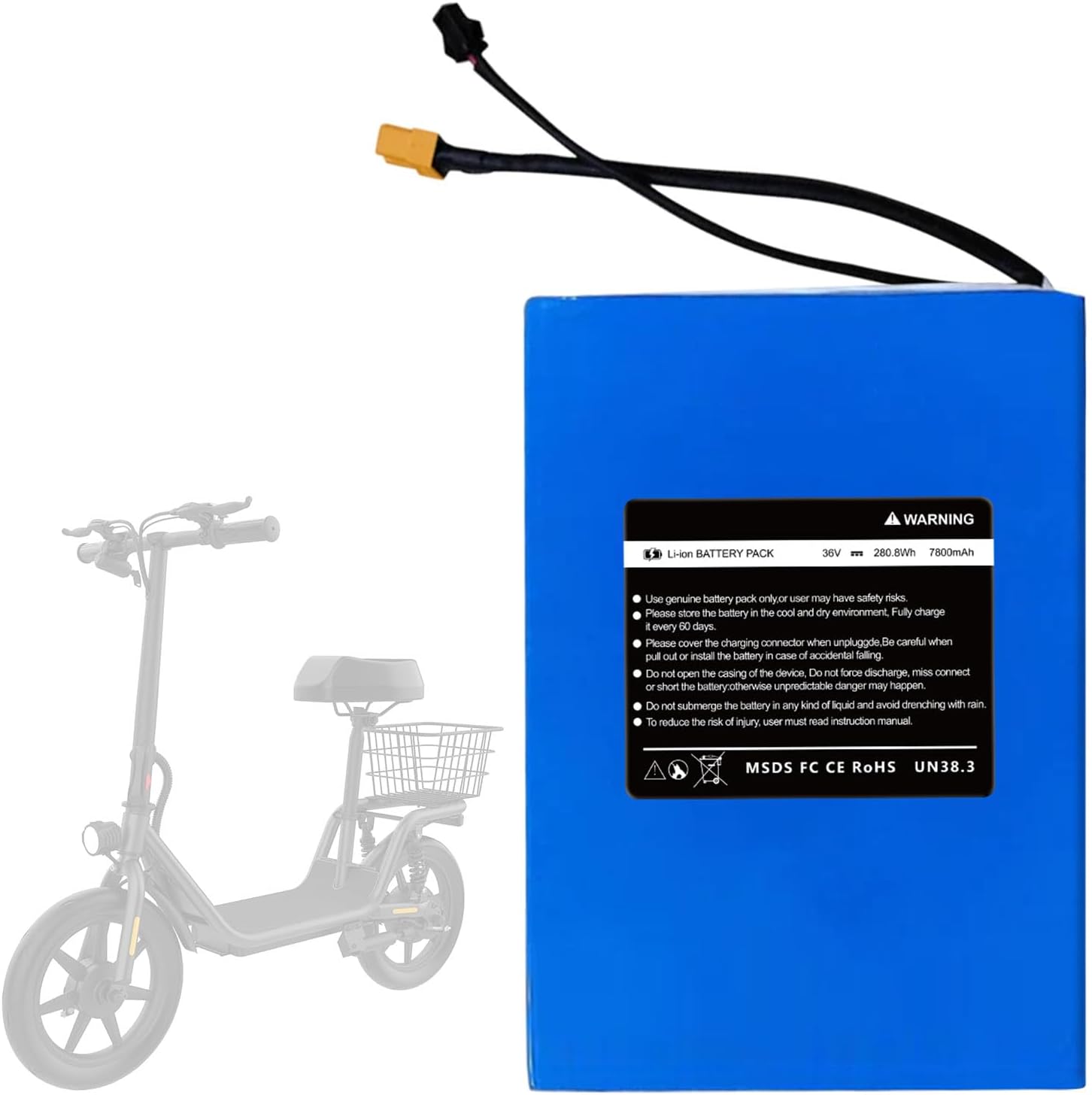 View of Amazon.com: CWUU 36V 7.8AH General Electric Scooter Battery Replacement ...