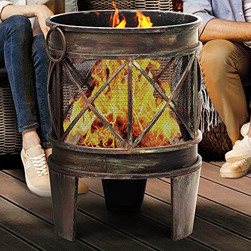 Amagabeli Fire Pit Outdoor Wood Burning Cast Iron Firepit Firebowl Fireplace Heater Log Charcoal Burner Extra Deep Large Round Camping Outside Patio Backyard Deck Heavy Duty Metal Grate Bronze Bg372 #TOP3