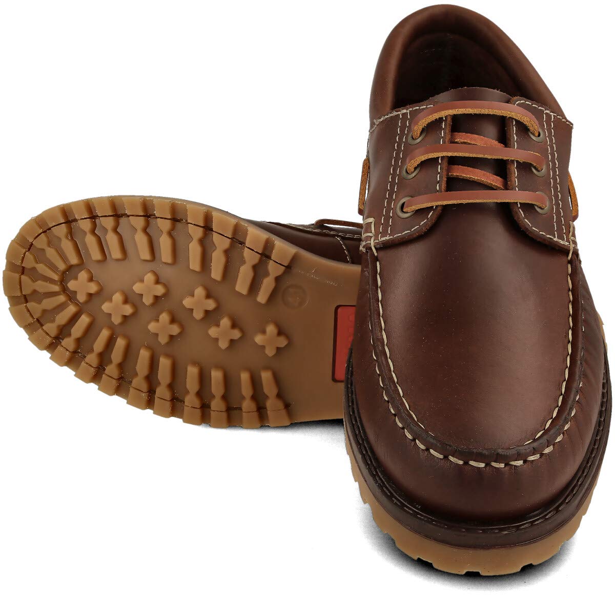 Zapatos Náuticos Clásicos 3-Ojales de Piel, Piso de Goma, Cordones, para Hombre, Mujer, Niño, Tallas Grandes 45-47