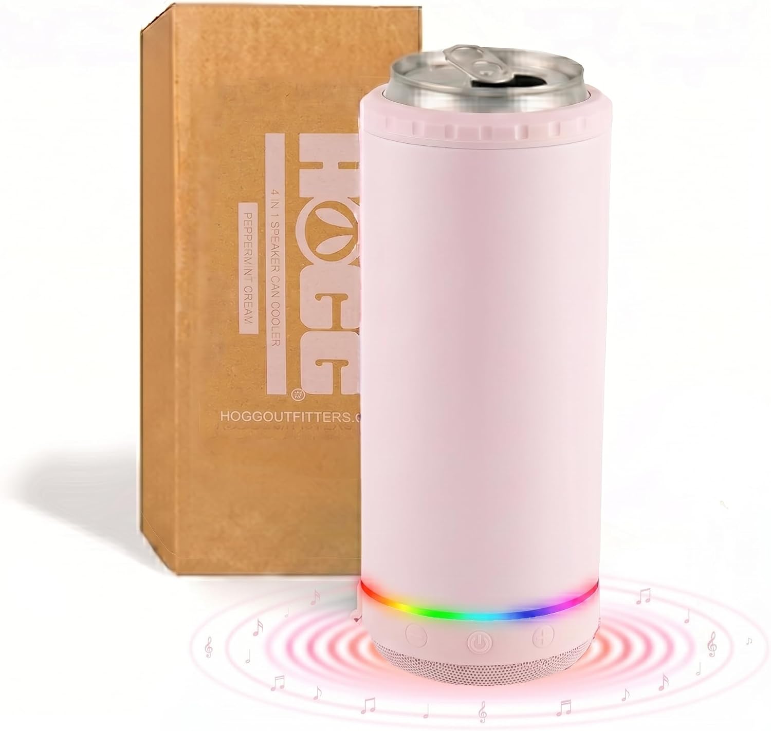 Cup with Speaker - Peppermint Cream, Vaso con Bocina Bluetooth, Termo con Bocina Bluetooth, 4 in 1 Can Cooler, Universal Can Cooler, Tumbler with Speaker on Bottom, Wireless Music Beer Cup