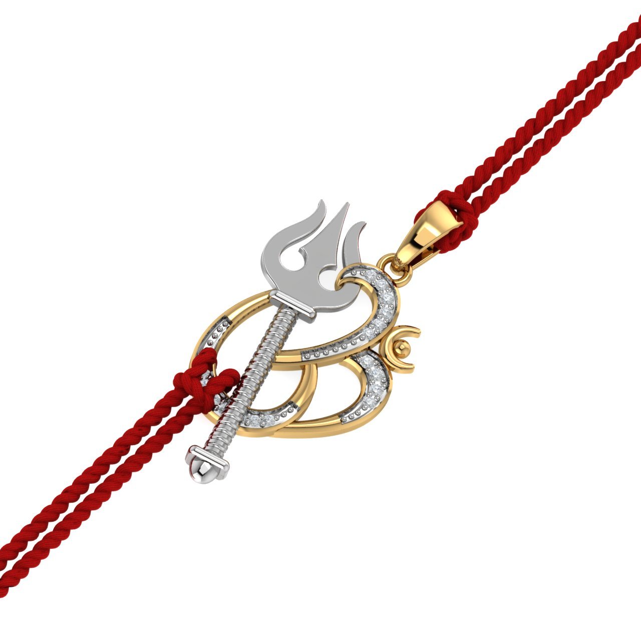 14K Om Trishul Rakhi cum Pendant for Brother