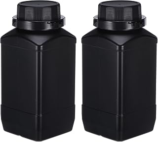 PATIKIL 2 Pcs 1000ml Reagent Bottles, HDPE Wide Mouth Square Bottles with Screw Cap for Lab Water Reagent Liquids Solid Sample Storage Seal, Black