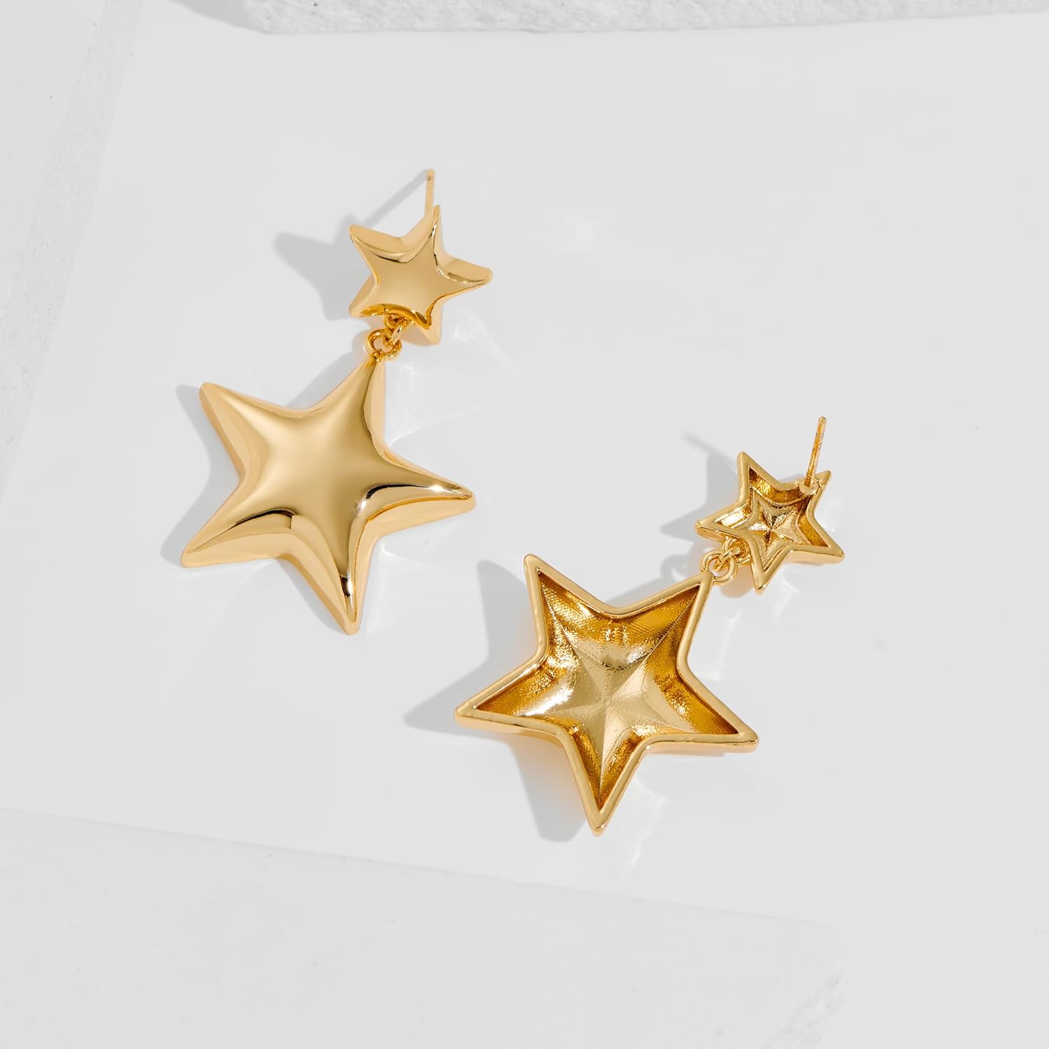 Gold Star Earrings for Women Star Starfish Drop Dangle Earrings Geometry Earrings Statement Earrings for Women - Image 5