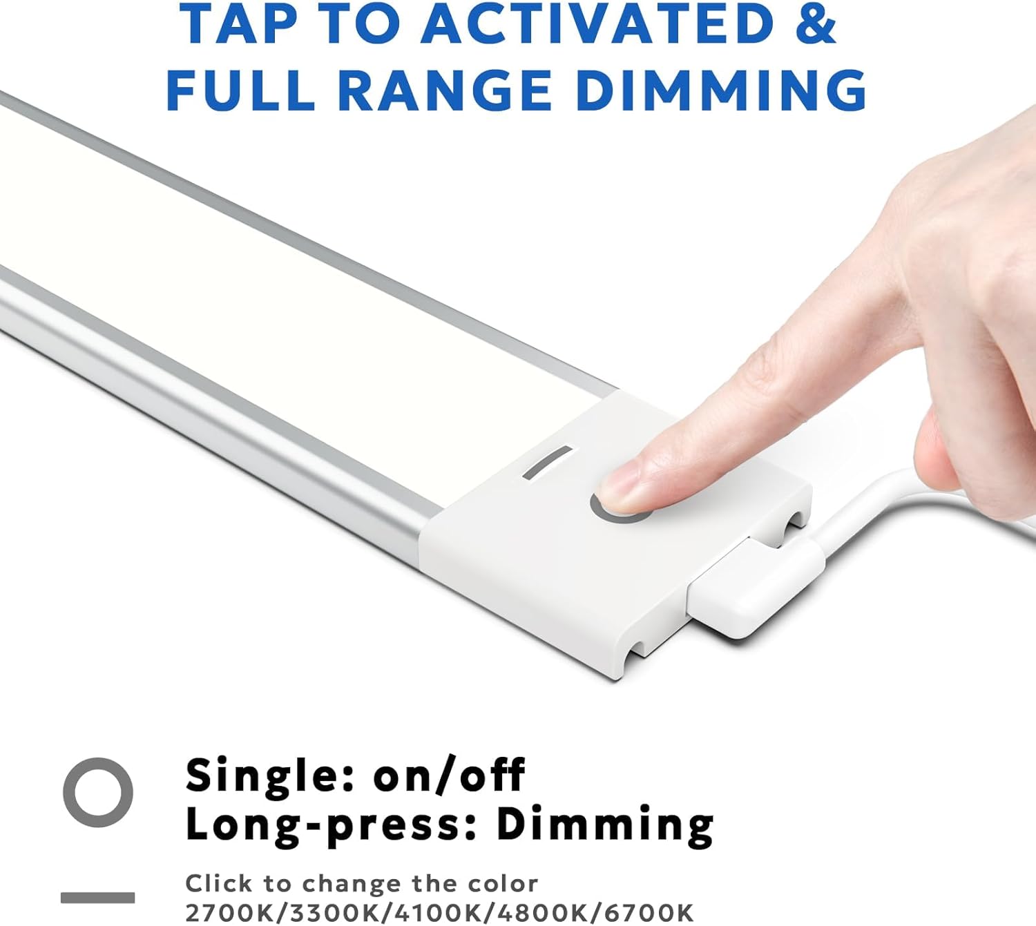 MYPLUS 24" Under Cabinet Lights, 5 Color Temps Under Counter Lights with Dimmable 630Lumens,98 LEDs,12W,Ultra Thin LED Light Bar Plug-in for Kitchen, Cabinet, Counter and Shelf