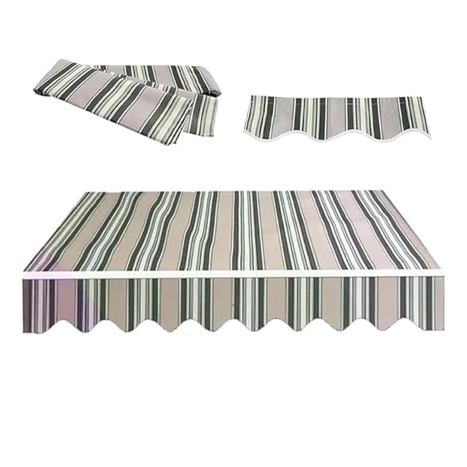 Lambrequin pour store et toile d'auvent haut de gamme en tissu strié kaki 3.5x3m