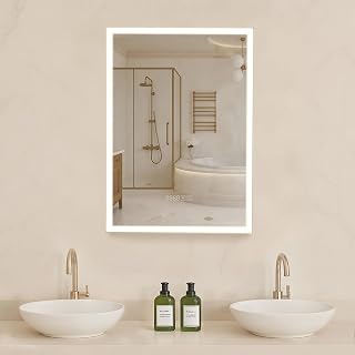 VEVOR Lighted Medicine Cabinet with Mirror, 20 x 28 in Recessed or Wall Mount, 3 Color Dimmable LED Bathroom Medicine Cabinet with Sensor Light, Adjustable Shelve Storage, Memory Defog Function