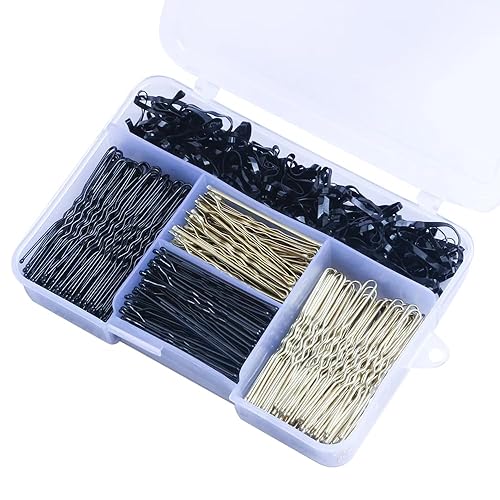 El juego de 300 pinzas para el cabello incluye 100 pinzas para el cabello en forma de U, 100 pinzas para el pelo bobi (negro, dorado) y 100 bandas