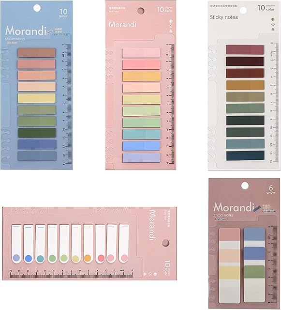 Index Tabs with Ruler 860 Pcs Morandi Sticky Notes Writable and Repositionable Sticky Tabs Colored Page Markers File Flags - KAMHBE (860 PCS)