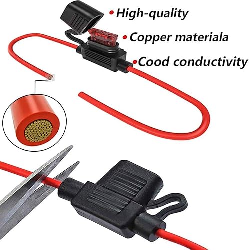 Miniatura 2 de Portafusibles de calibre 12 ATC/ATO 6 piezas impermeable en línea portafusibles de hoja automotriz con 55 fusibles estándar para automóvil 1A, 2A,