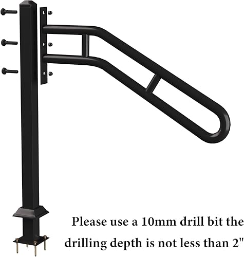 Miniatura 4 de Pasamanos de un solo poste para exteriores de 1 a 3 escalones, pasamanos de escalera doblados de metal, barandilla de escalera de hierro forjado