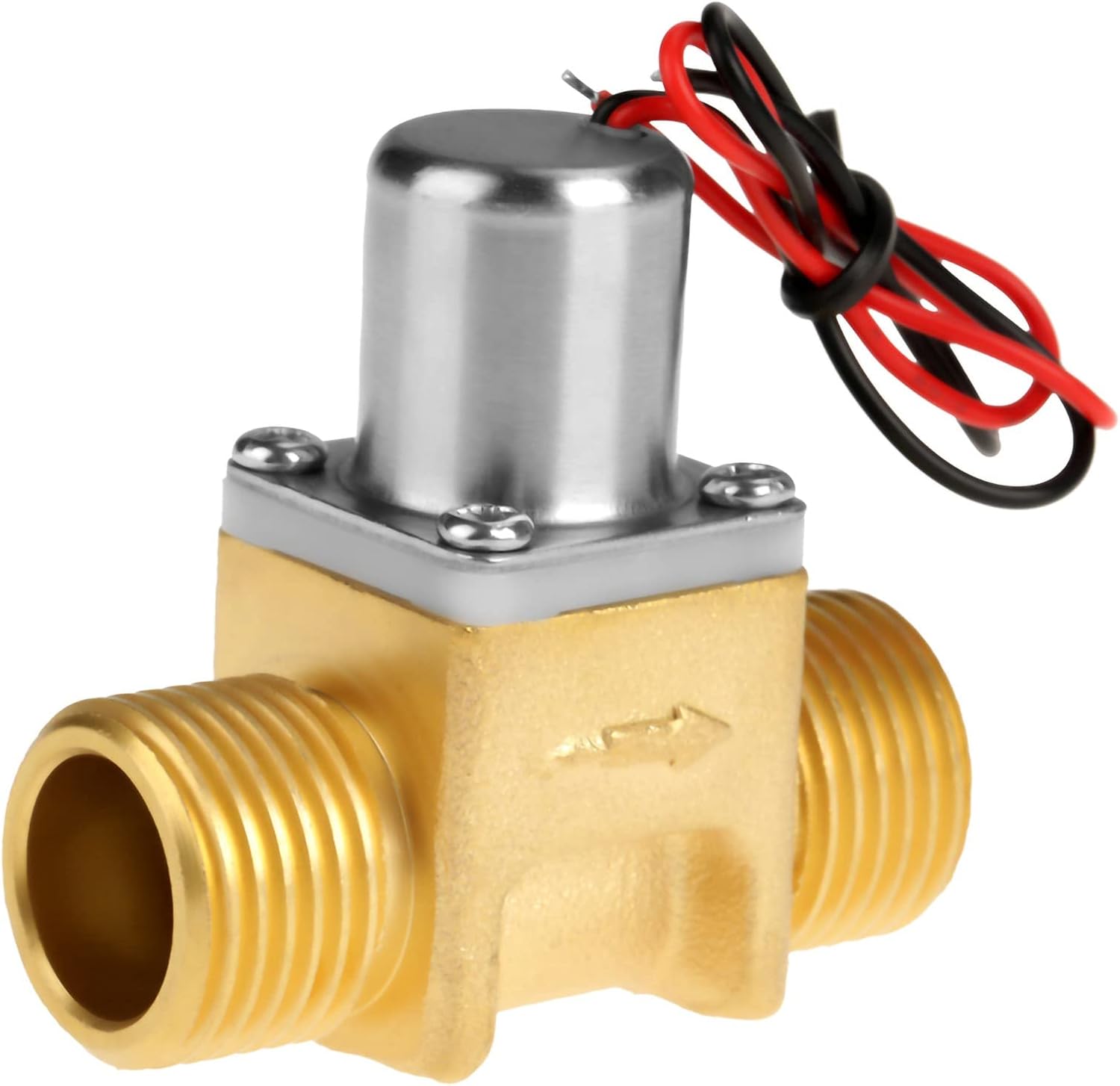 Brass Solenoid Valve, DC 4.5V 1/2 Electric Solenoid Valve Water Flow Pulse Electromagnetic Electric Valve Solenoid Valve for Water Air Gas Oil