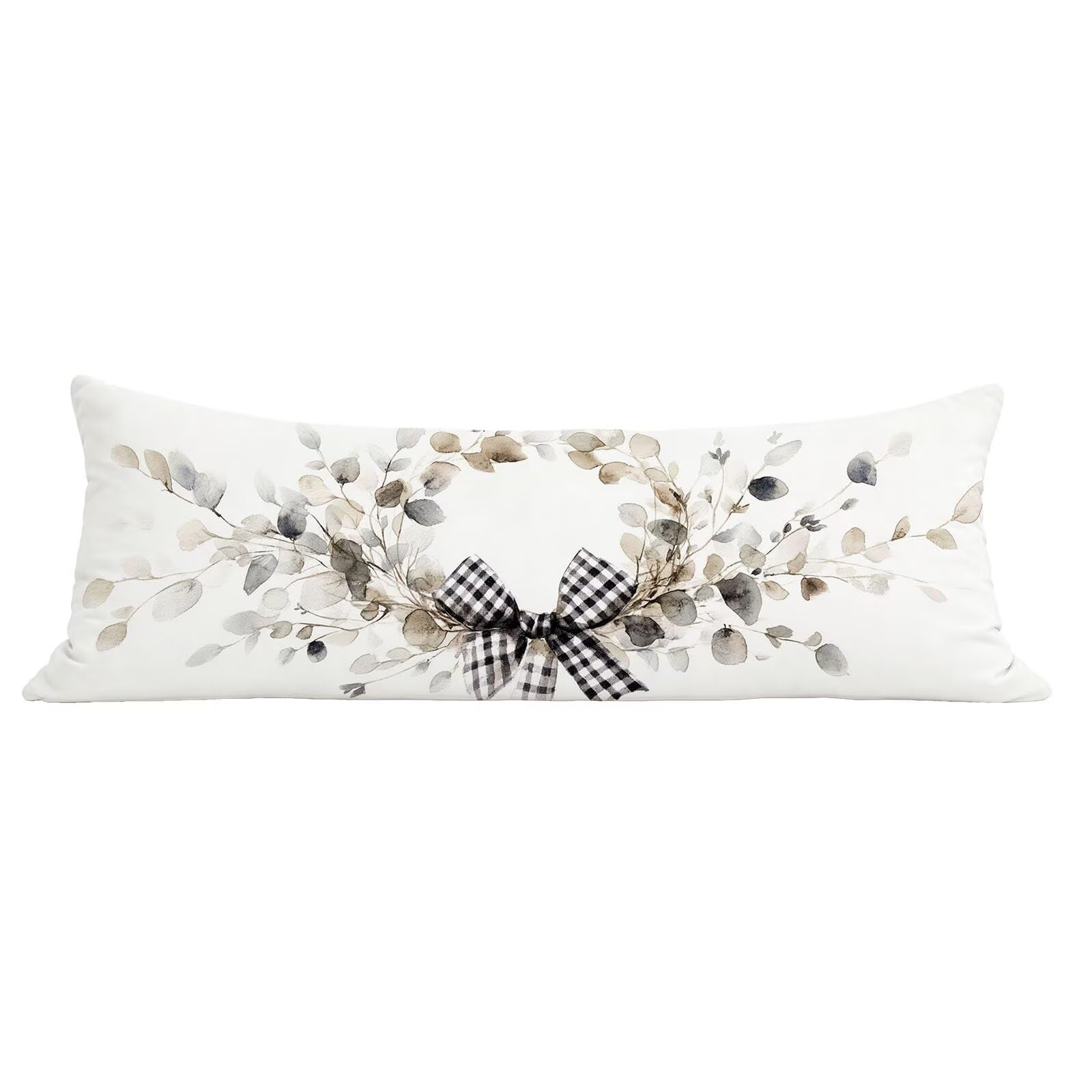 Funda de Almohada 60 x 180 cm Tartán Protector Almohada 180 cm con Cremallera Invisible, Lino Durable y Transpirable Pillow Case Simple Impresión a Doble Cara para Cama, Sofá y Dormitorio dg-316