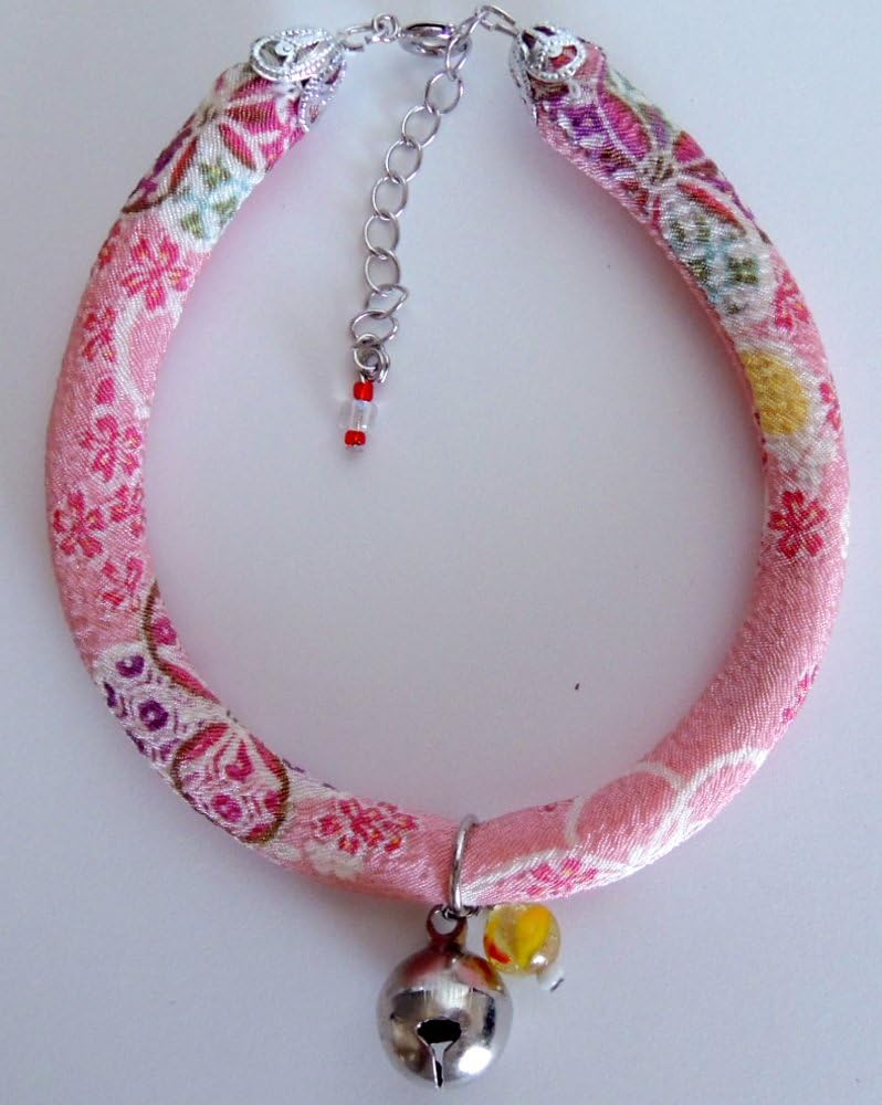 Khusus zakka Chirimen Cat Collar tombo dama with adjustable for Cat M size