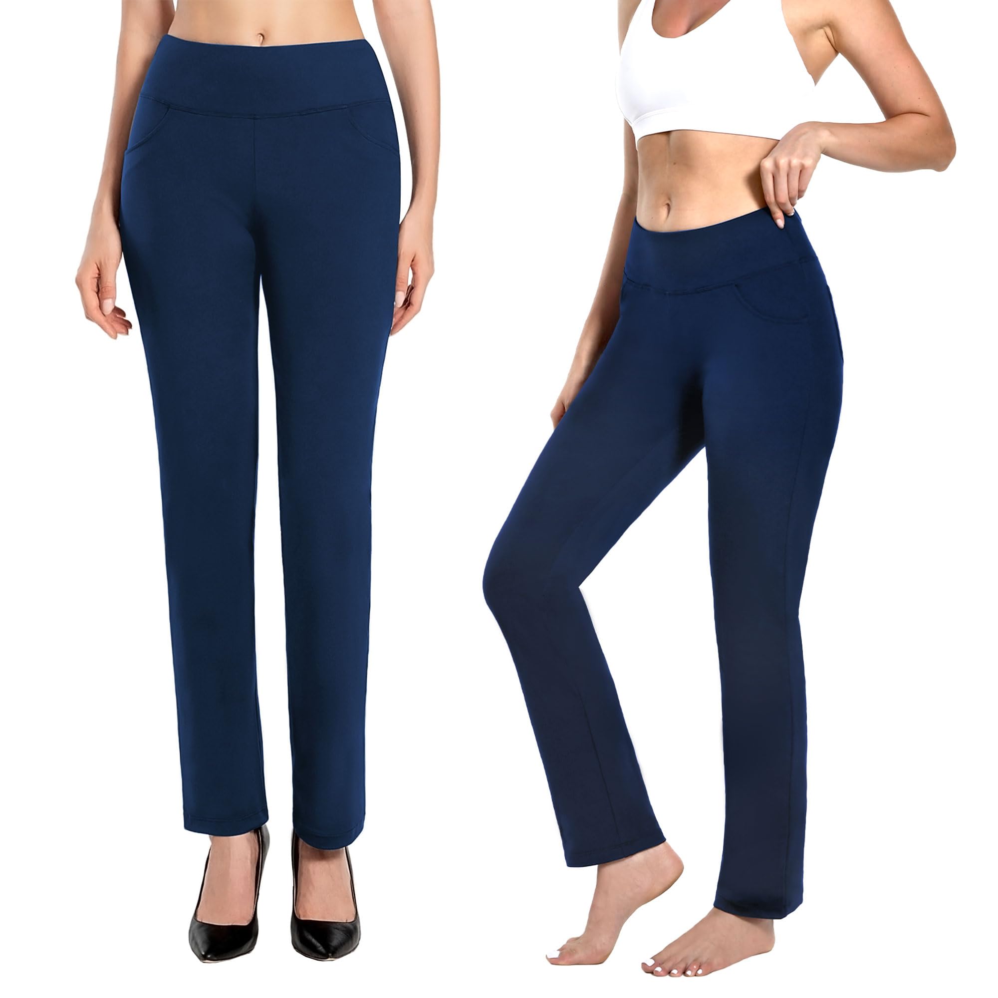 MOVE BEYOND Donna Pantaloni e Pinocchietti Bootleg da Yoga con 4 Tasche a Vita Alta Controllo di Pancia