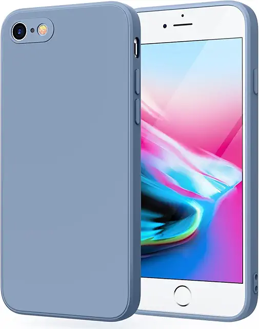 Coque iPhone 7 Silicone Douce avec Doublure Microfibre - Protection Complète Bleu Gris