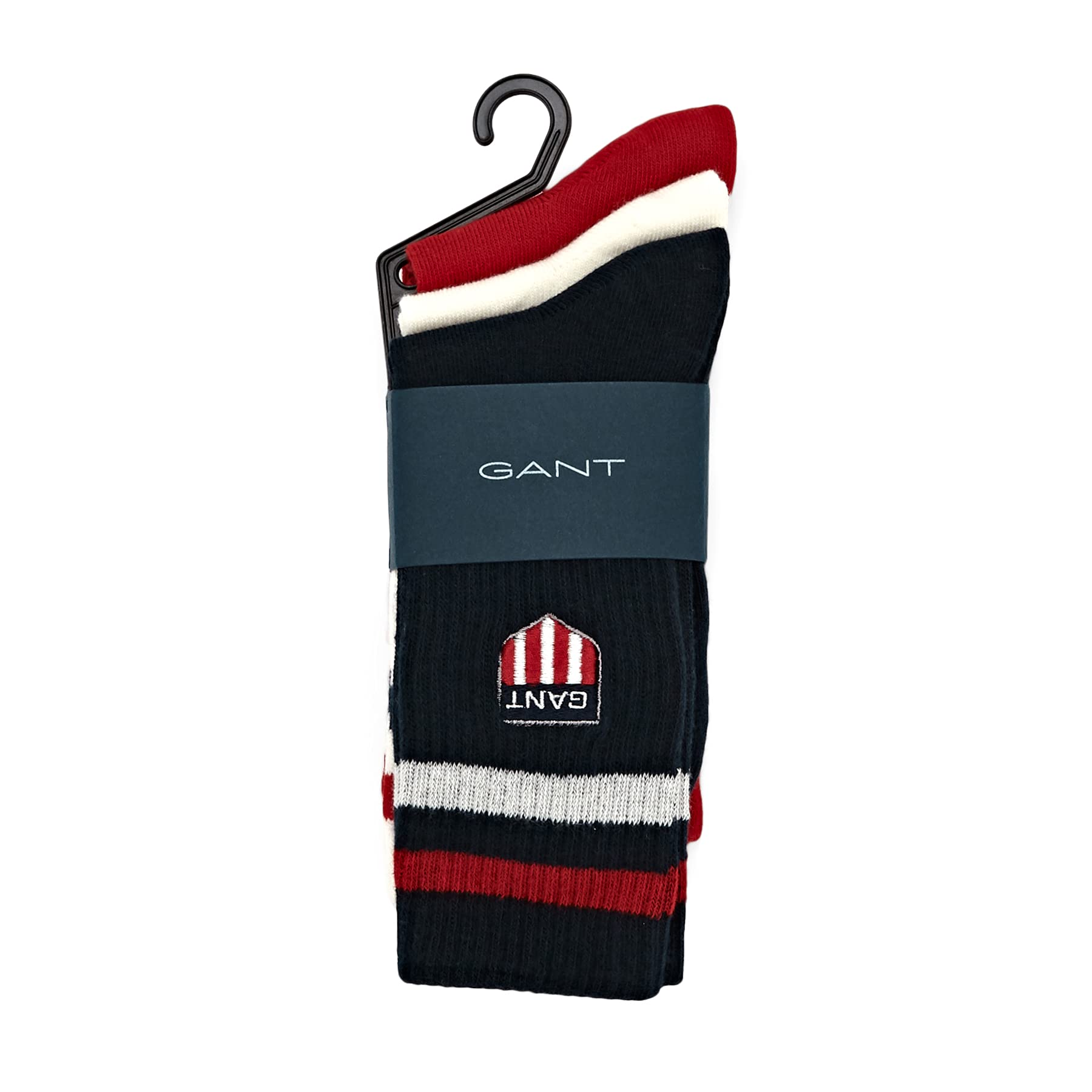 GANT Unisex Teen D1 RETRO SHIELD SOCKS 3-PACK, blau-rot-weiß (DE/NL/SE/PL, Numerisch, 34, 36, Regular, Regular, evening blue - 433)
