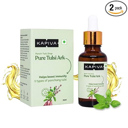 Kapiva Pure Tulsi Ark Drops - Natural taste, color, and smell - 5 types of pure Tulsi, Natural Immunity Booster - 30 Ml | Just 2 drops in Tea or warm water