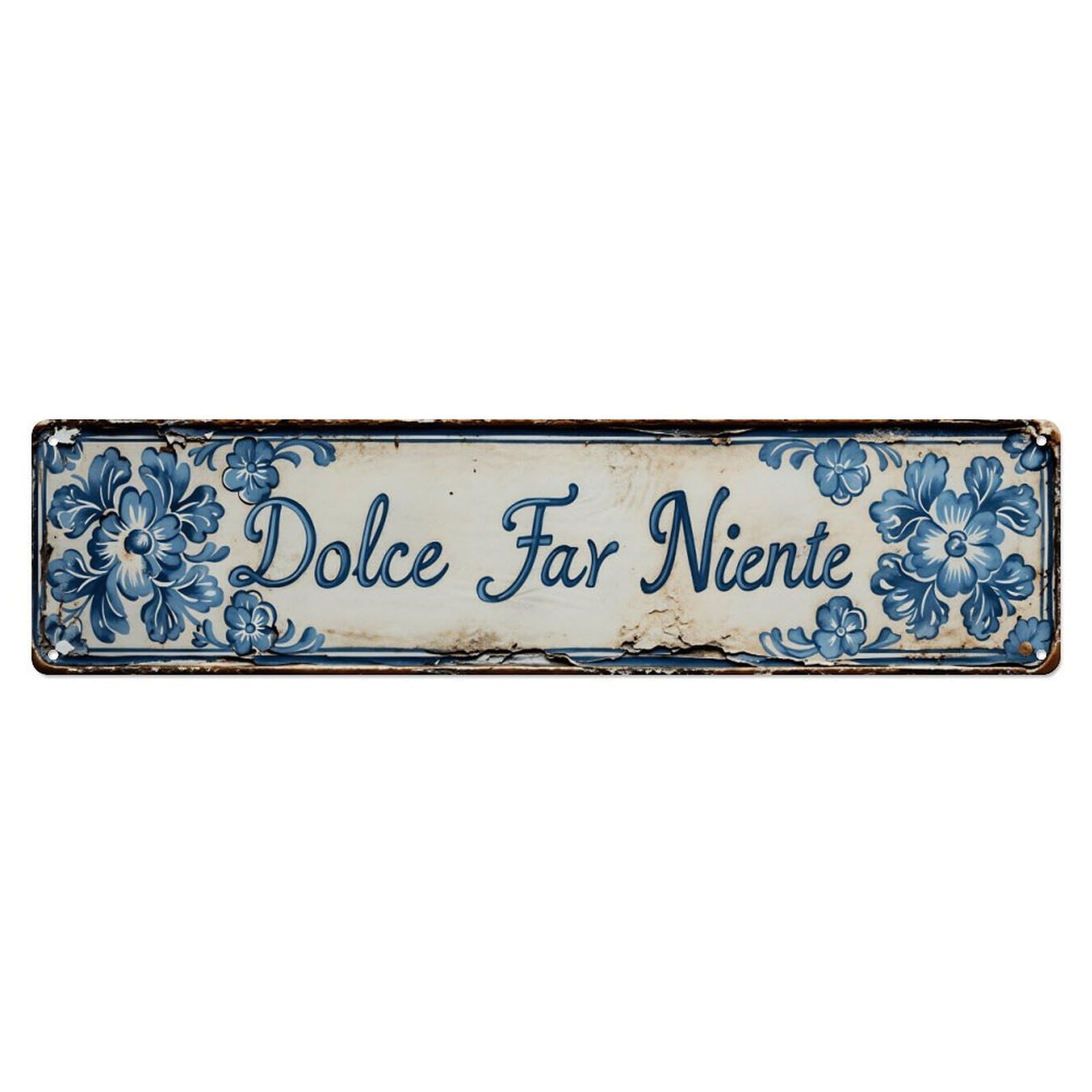 Dolce Far Niente Italian Style Ceramic Decor Sign Vintage Aluminium Metal Sign, Retro Wall Decor for Home, Bar, Garage & Farmhouse 10 * 40cm