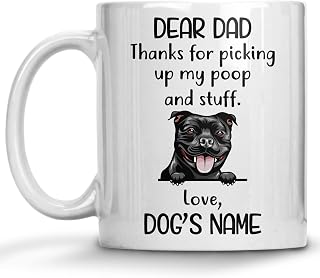 Personalized Staffordshire Bull Terrier Coffee Coffee Mug, Custom Dog Name, Customized Gifts For Dog Dad, Father's Day, Birthday Halloween Xmas Thanksgiving Gift For Dog Lovers Mugs