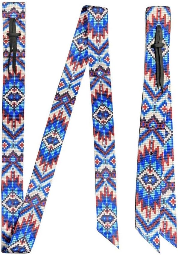 Showman Blue Southwest Print Nylon Tie Strap & Off Billet Set