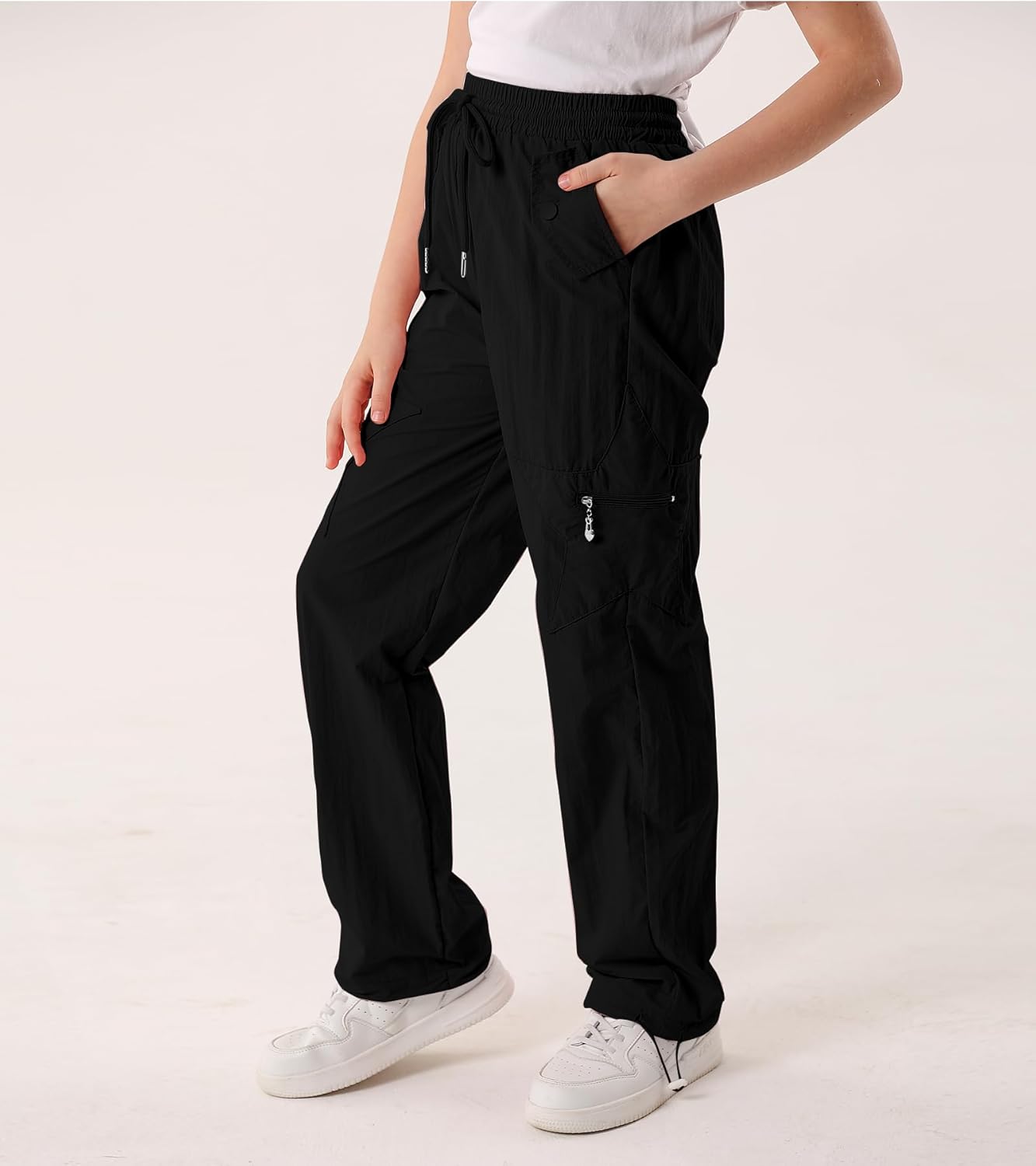Cargo Pants for Girls Parachute Baggy Joggers Elastic Waist Wide Leg Hip Hop Dance Outfits Size 7-14 - Image 7