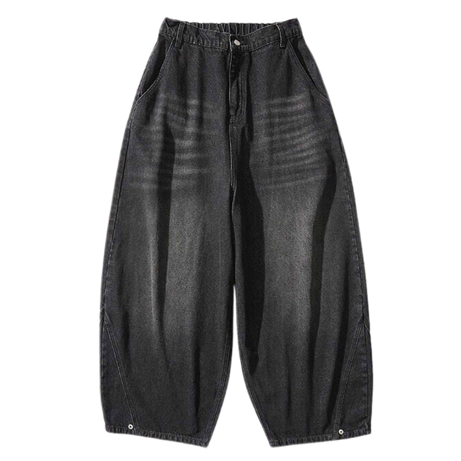 Jeans larghi da uomo, vestibilità ampia, elasticizzati, per jogging, streetwear, viaggi, vintage, casual, a gamba larga, stile hip-hop, skater, per adolescenti