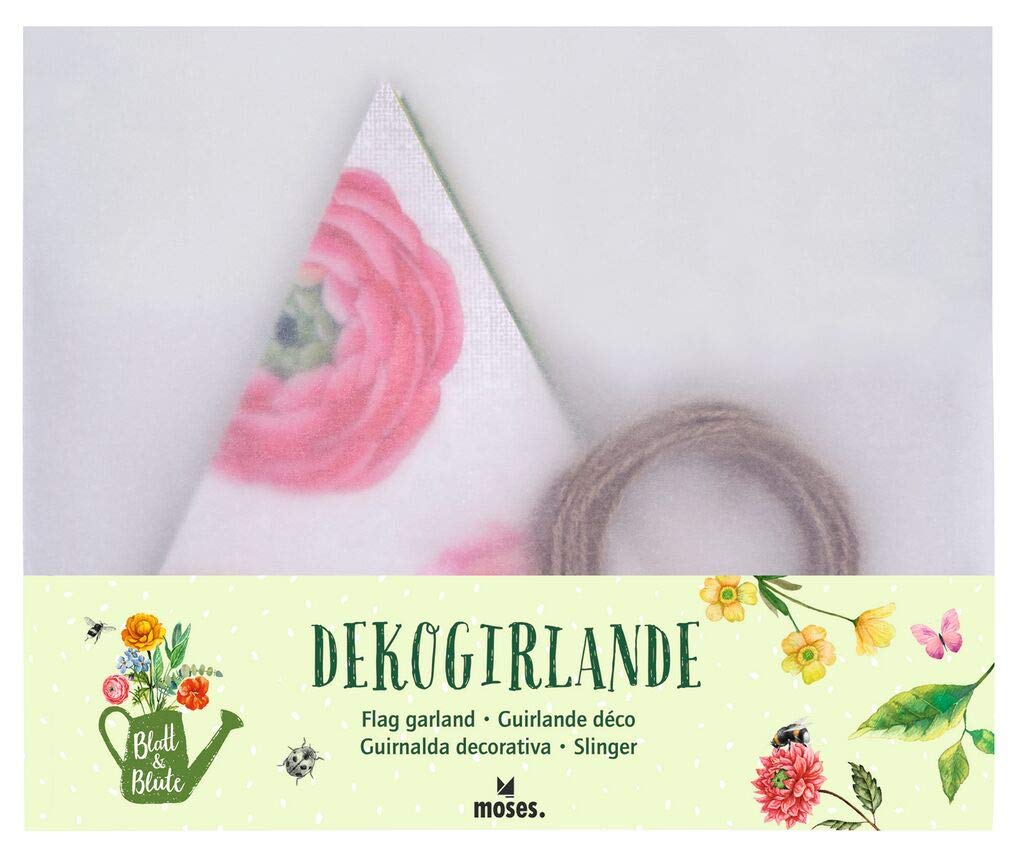 Moses Decorative garland for the garden bunting for decoration at garden parties or other parties in colourful leaf and flower design - Image 2