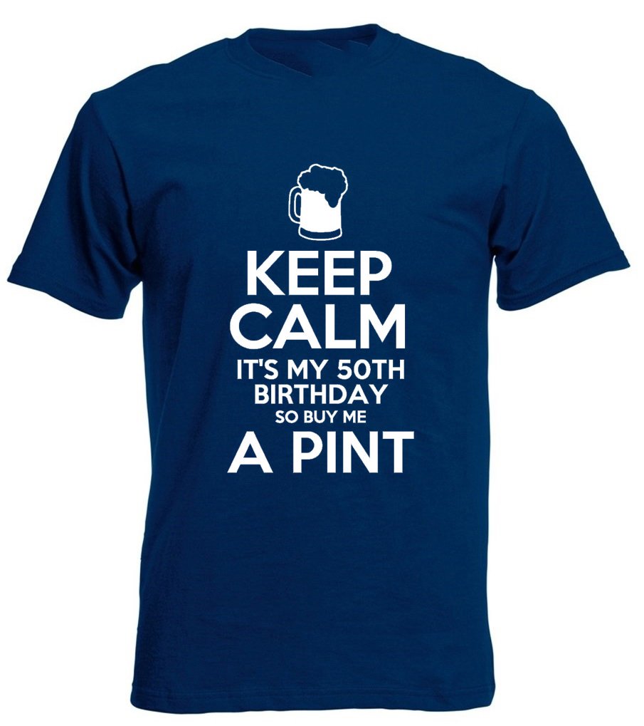 Keep Calm It's My 50th Birthday - Men's Funny 50th Birthday T-Shirt (XX-Large, Navy)