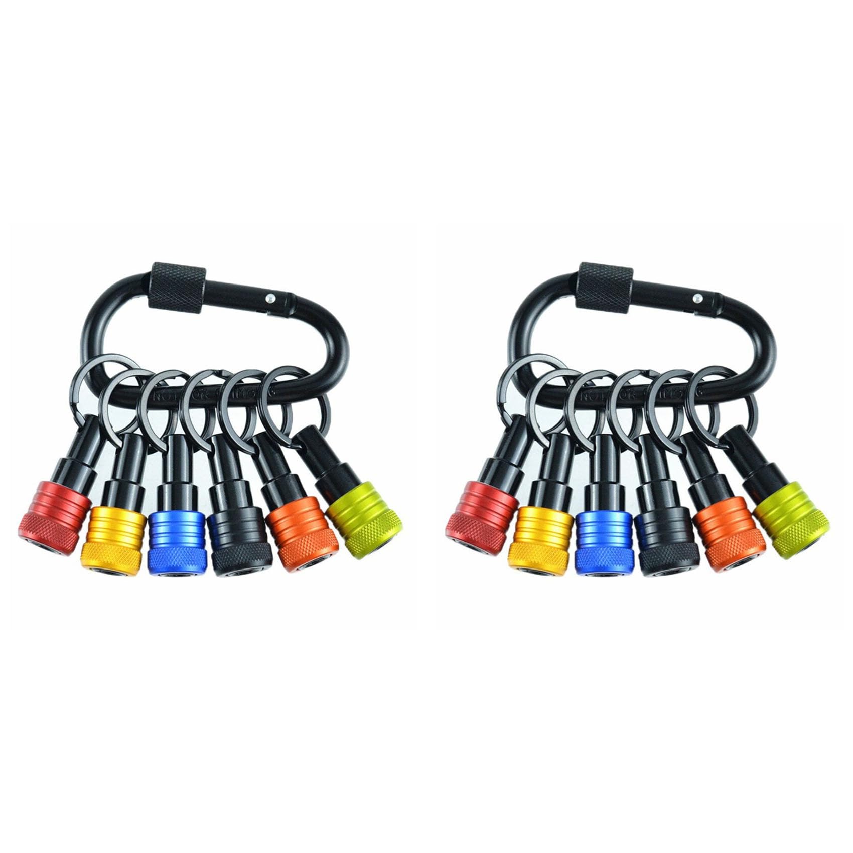 Jnchdghwa Multicolor 2X Bit Holder Keychain 12Pc -1/4In Hex Shank Bit Holders -For Nut Driver,Screwdriver Include Keychain Carabiner