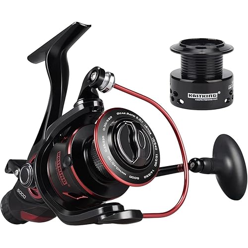 KastKing Sharky Baitfeeder III Spinning Reel 10+1 Shielded Stainless Steel BB - Carbon Fiber Drag for Live Liner Bait Fishing Action