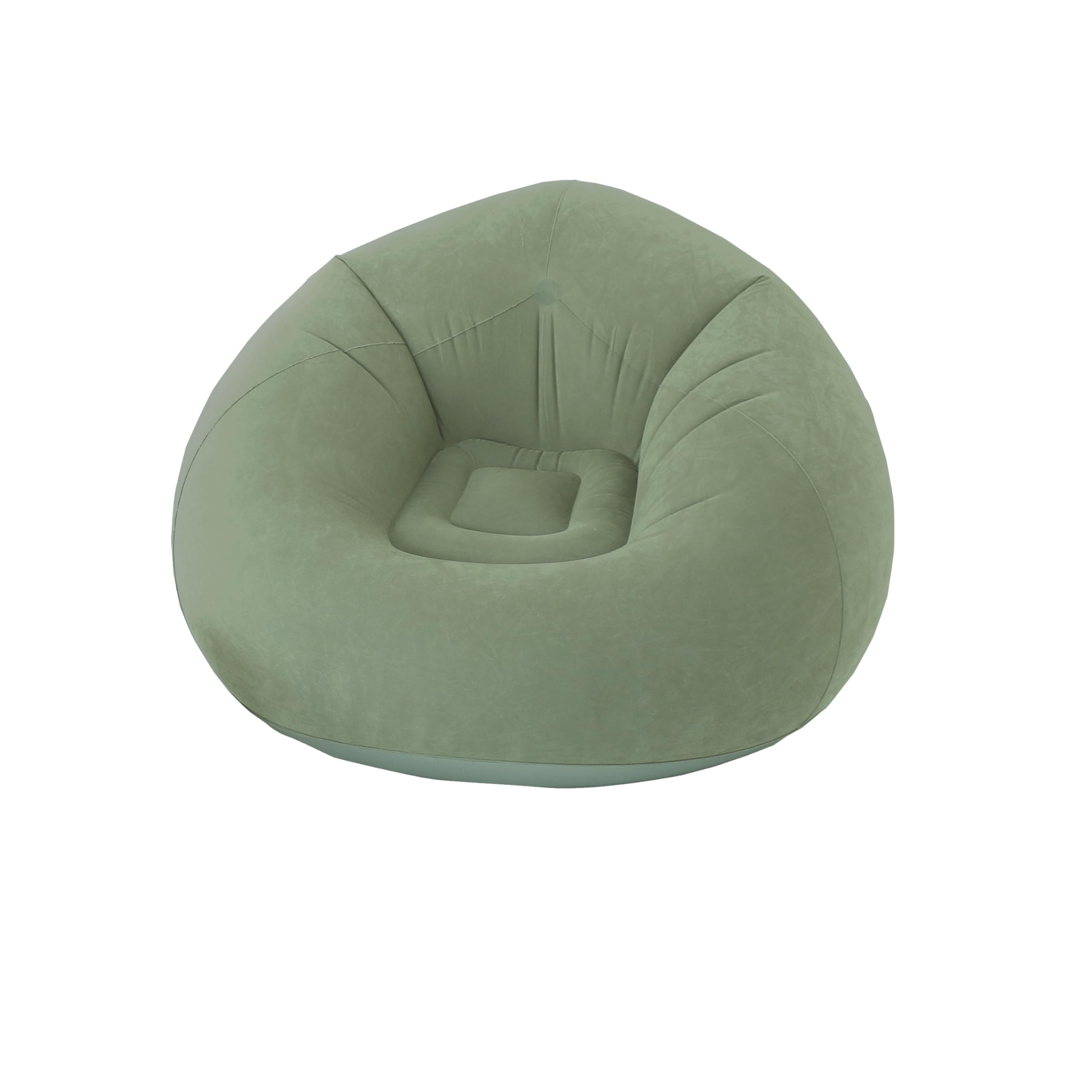 ED Enjoy Home Sillón de Exterior Inflable 100x100 cm, Verde Salvia, 100% PVC Flocké, Colección Jardín Borneo