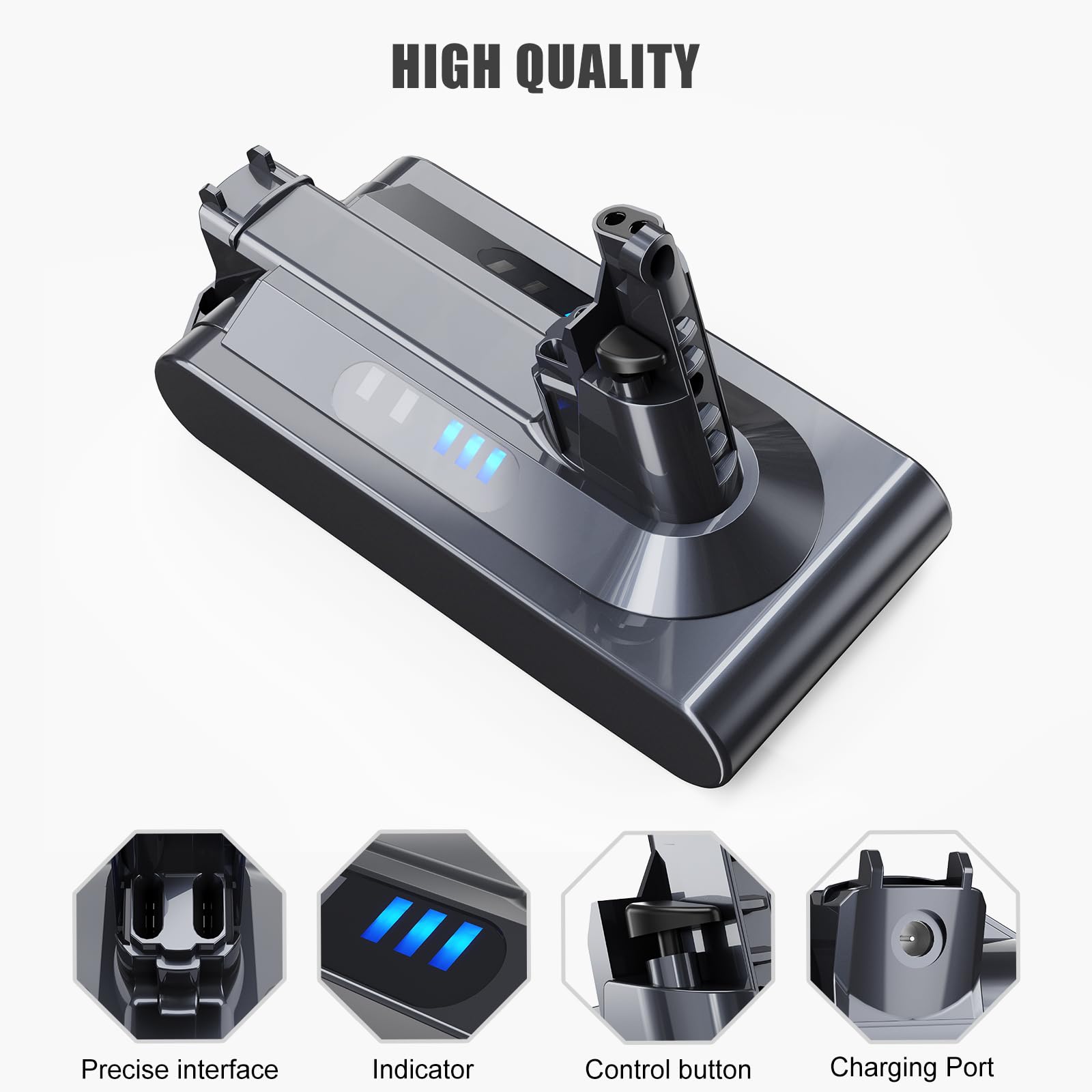 6000mAh Batteria per Dyson V10,SV12 Batteria di Ricambio per Dyson V10 Animal/ V10 Absolute/ V10 Motorhead Fluffy Aspirapolvere
