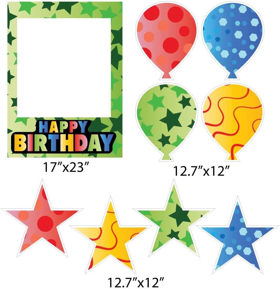 VictoryStore Photo Booth Frame - Confetti Birthday Photo Booth Frame and Photo Booth Props Includes 8 Shorts Stakes for Props (Green)