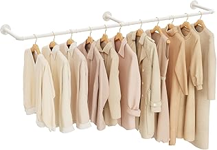 Yawinhe Industrial Garment Rail, 178 cm Wall Coat Rack, Wall Hanger, Home Cloakroom, Cream, 1-Pack, YMG004W-1