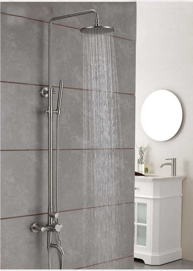 General Stainless Steel Double Shower Head Swivel Lift Single Control