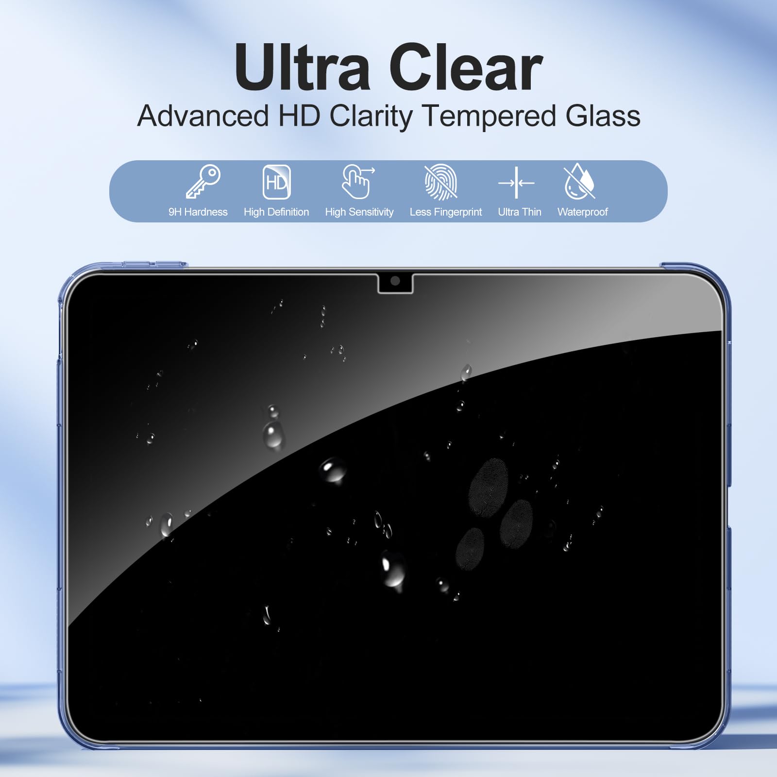 Case with Screen Protector for iPad A16 11th 10th Generation (2025/2022, 11/10.9 Inch), Slim Hard Translucent Back Full Protective Smart Cover for iPad 11, Auto Sleep/Wake, Sea Blue — view 7
