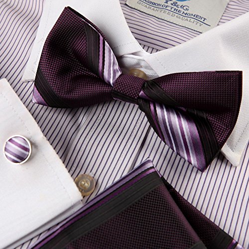 Epoint Silk Men'S Bowtie Pre-Tied Bow Ties 25.6"-Neck-Size Clip-On Adjustable Purple Blue4
