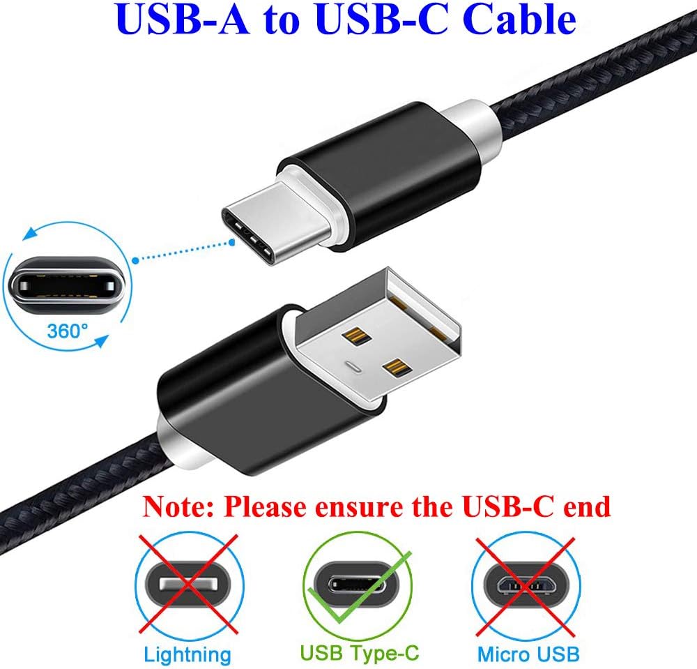 2Pcs 10FT Long USB Type C 3A Charger Cable Compatible with LG G8X G8s G8 G7 V35 V40 V50 V60 ThinQ Velvet 5G | Galaxy S21 S20 S10 Note 20 10 9 | for Motorola Edge Moto G7 Plus G8 Power G9 Play G10 G30