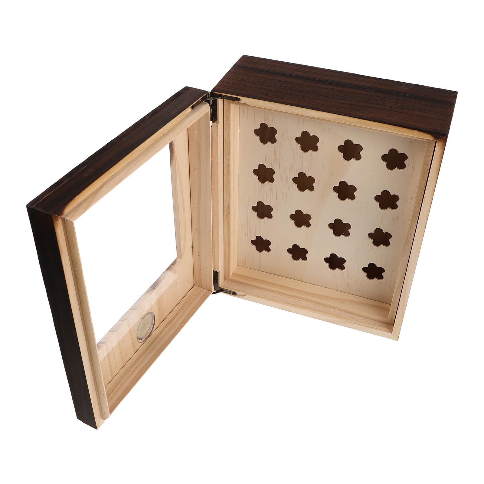 Luxshiny Scatola Umidificatrice per Sigari Doppio Strato con Igrometro e Umidificatore Portatile in Legno con Vassoio Interno e Divisorio per Uso Domestico e Bar