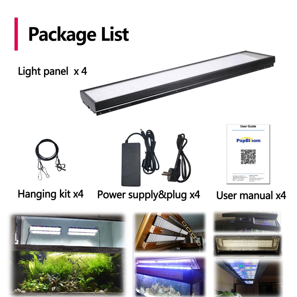 PopBloom led aquarium beleuchtung süßwasser pflanze mondlicht aquarium vollspektrum led aquarium beleuchtung süßwasser aquarium beleuchtung für 200-240 cm Becken