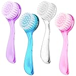4 Colors Facial Cleansing Brush, Beomeen Face Scrubber Exfoliating Brush Face Wash Scrub Exfoliator for Skin Care, Makeup Removal (Blue, Pink, Purple, Clear)