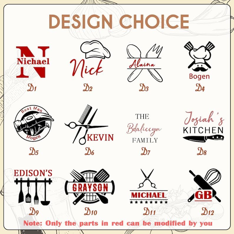 Miniatura 7 de Delantal de lona personalizado, regalo personalizado, delantal de camarero, delantal bordado para papá, barbacoa, delantal de chef para hombre