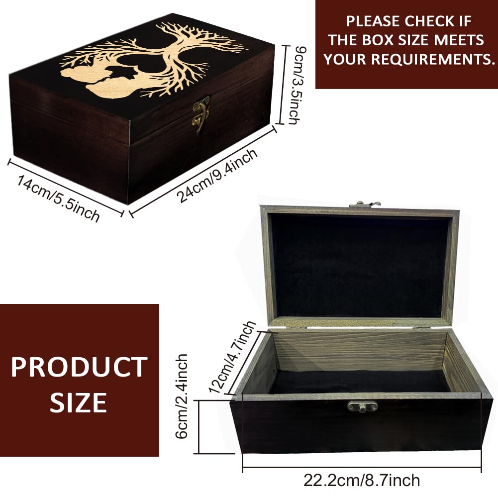 arricraft 1 Stück Holz Souvenir Box, Silhouette der Liebe Baum Muster Dekorative Aufbewahrung Box Schmuck Organizer graviert Holz Memory Box mit Deckeln für Erinnerungen Kosmetik
