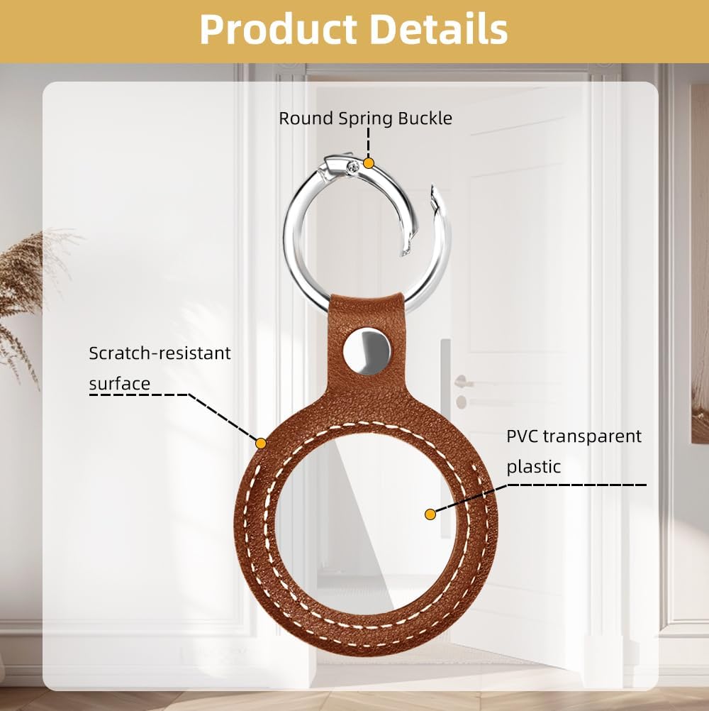 2 Pcs Quarter Holder Keychain, AA Coins Chip Keychain, Hand-Made PU Leather Sobriety Coin Holder Size 40mm with Crystal Clear Windows, Perfect for Recovery Medallions, Collectible Coins