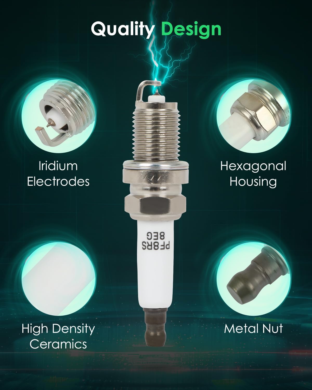 SCITOO Spark Plugs 94460 Platinum Iridium for Audi Q5 2013-2017 Q7 A6 Quattro A7 Quattro A8 Quattro S4 S5 SQ5 & for Porsche for Cayenne Panamera & for Volkswagen for Touareg 3.0L PFR8S8EG