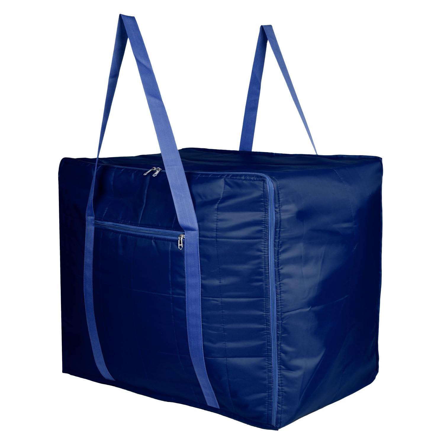 Kuber Industries Storage Attachi Bag | Parachute Travel Storage Bag | Storage Organizer for Clothes | Zipper Closure Blanket Bag with Handle | Large | Navy Blue-picture-40