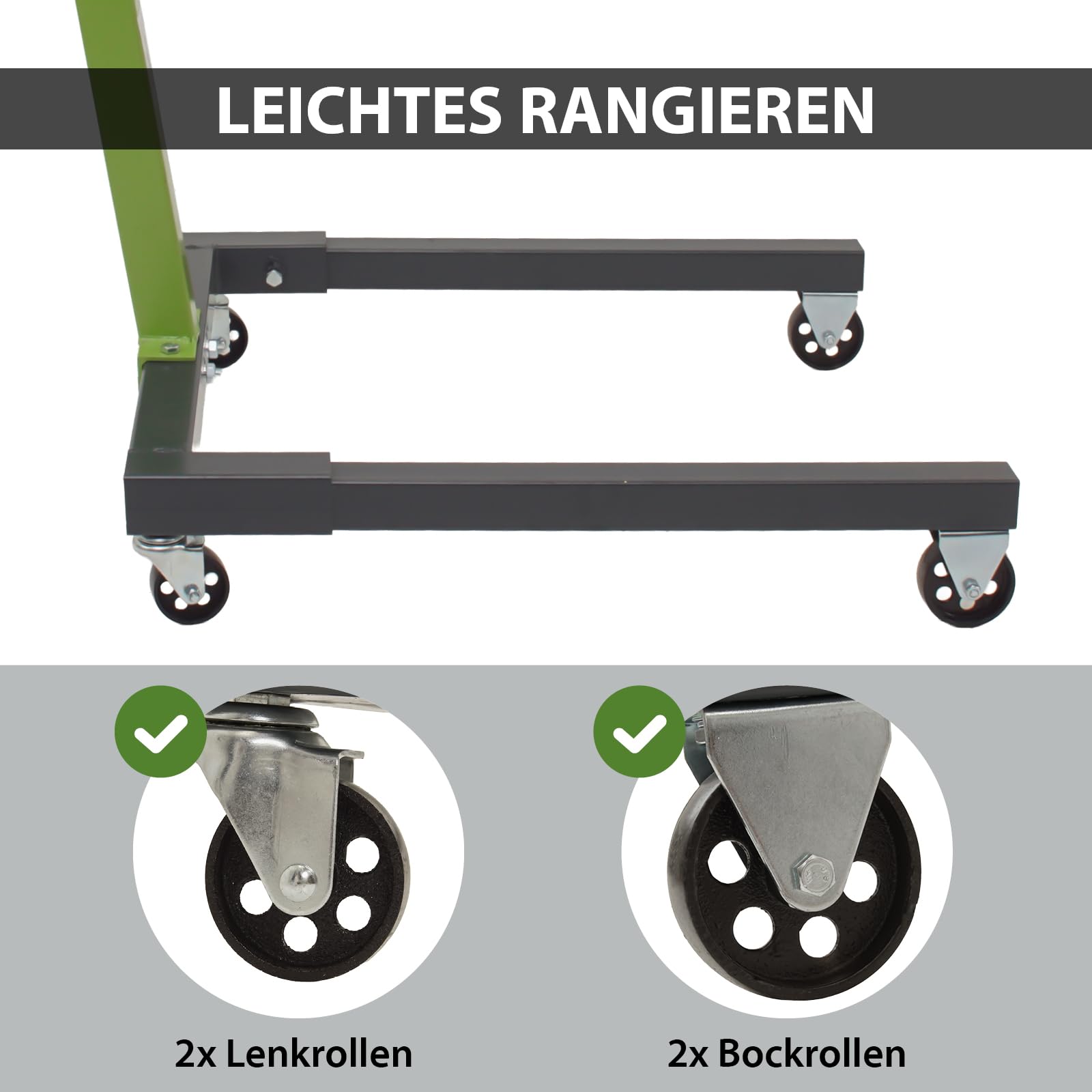 TRUTZHOLM Motorständer Stahl Tragkraft 900 kg 6 Lenkrollen Tragkraft 550 kg 2 Bockrollen 2 Lenkrollen 360° drehbarer Montagekopf Montageständer mit Flexibler Aufnahme für Motoren Getriebe (38637)